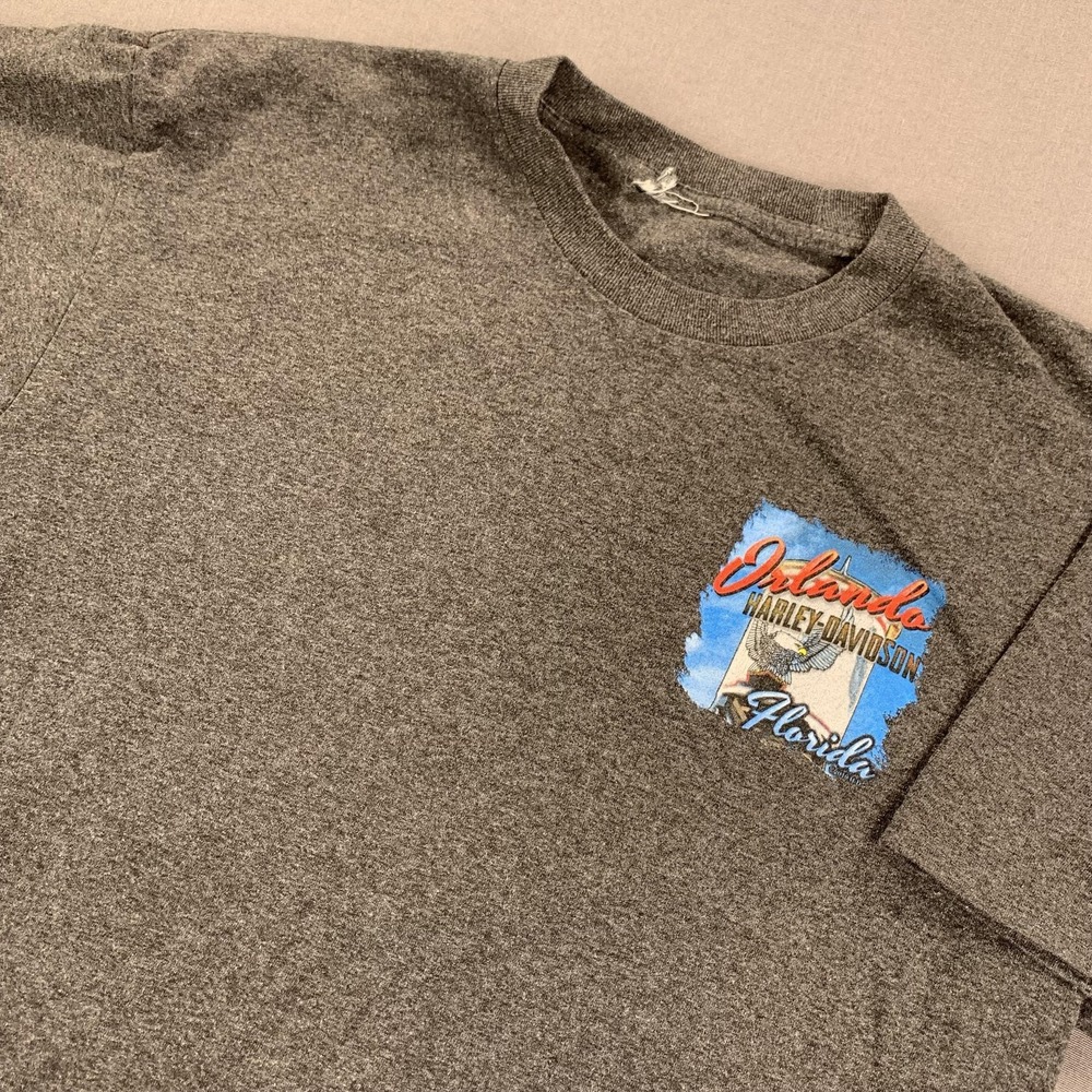 Harley-Davidson Shirt Mens Large Gray Orlando Florida‎ Dealer Double Sided